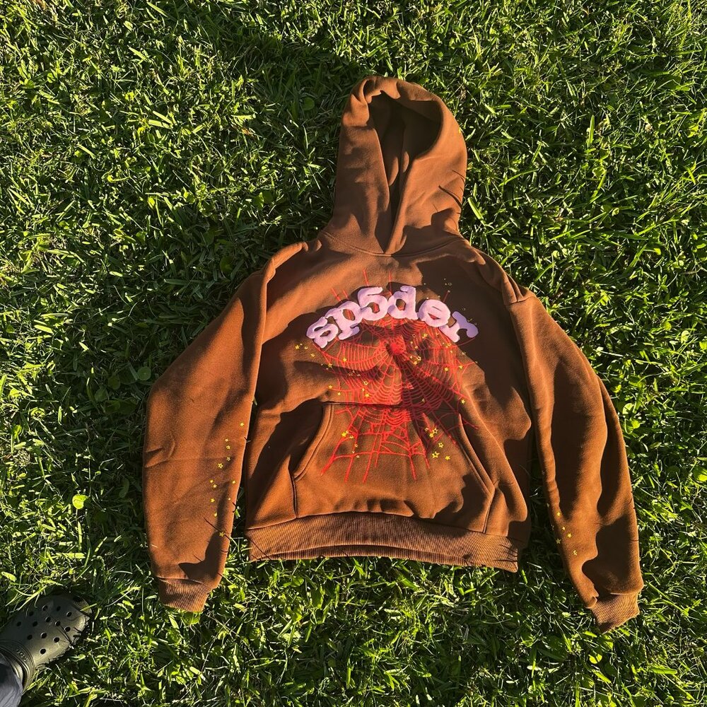 Sp5der Web Hoodie Brown Green  -100% AUTHENTIC (HAVE RECEIPT)